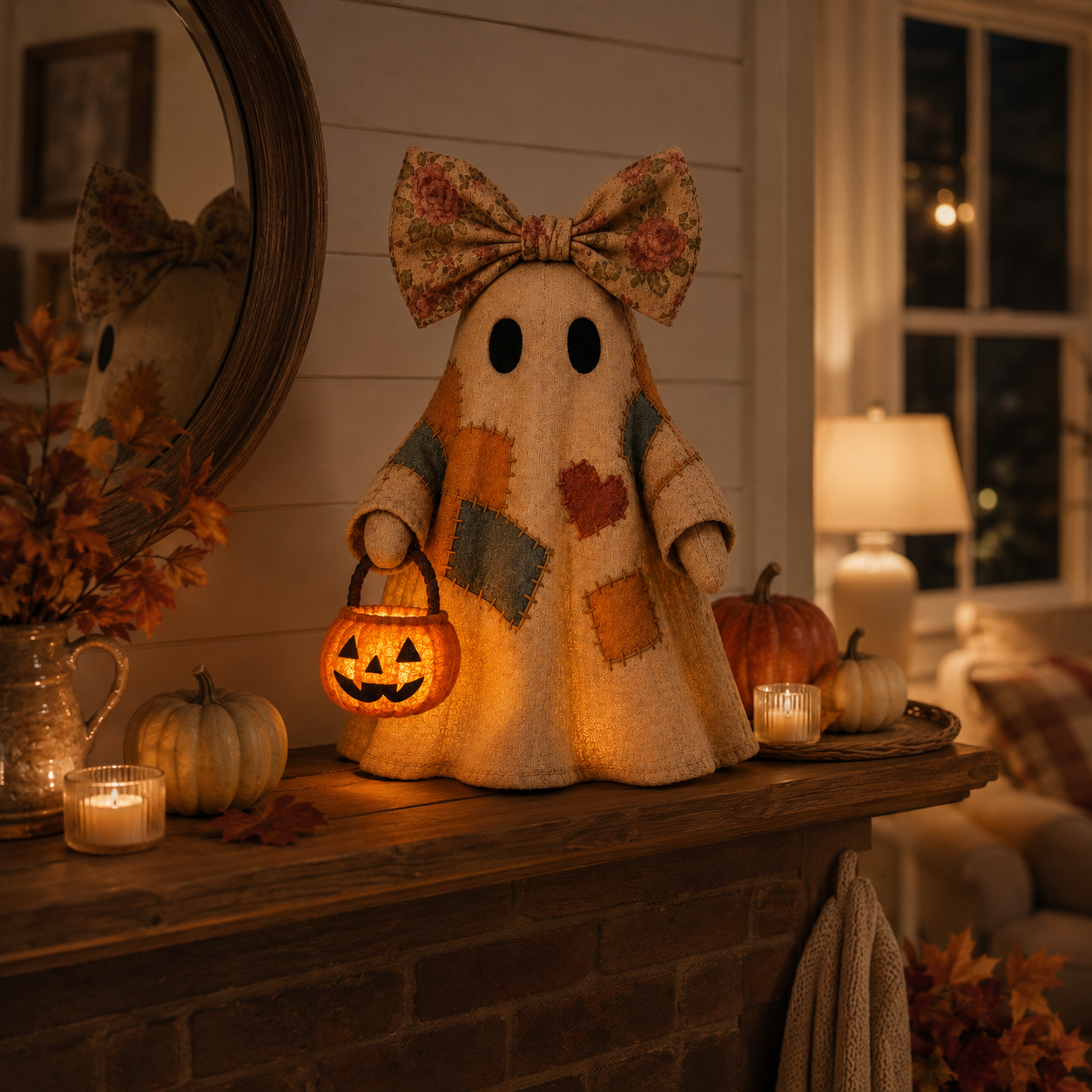 🎃 LIMITED-TIME OFFER🔥 – Vintage Patchwork Glowing Ghost Decor ✨