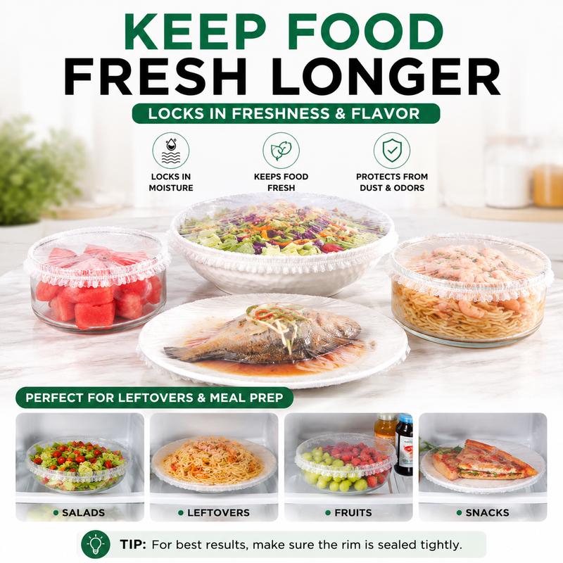 ๐ฅ 100PCS Stretch Food Covers โ Reusable Bowl & Plate Food Protectors