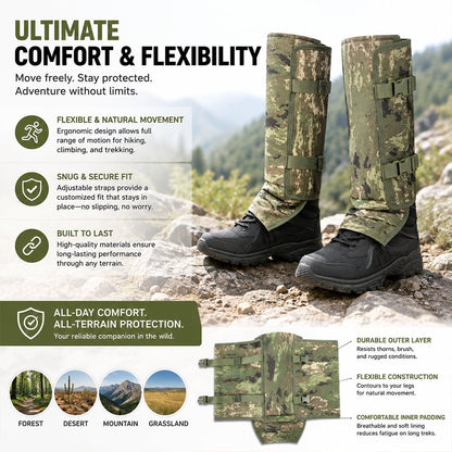 🐍 Hunting Snake Gaiters — Durable, Unisex Protection for Your Calves