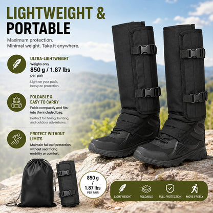 🐍 Hunting Snake Gaiters — Durable, Unisex Protection for Your Calves