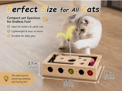 🔥LAST DAY 50% OFF🔥Cat Toys for Indoor Cats - Interactive Box Puzzle Toy Nail File Scratcher Hunting Play Toy