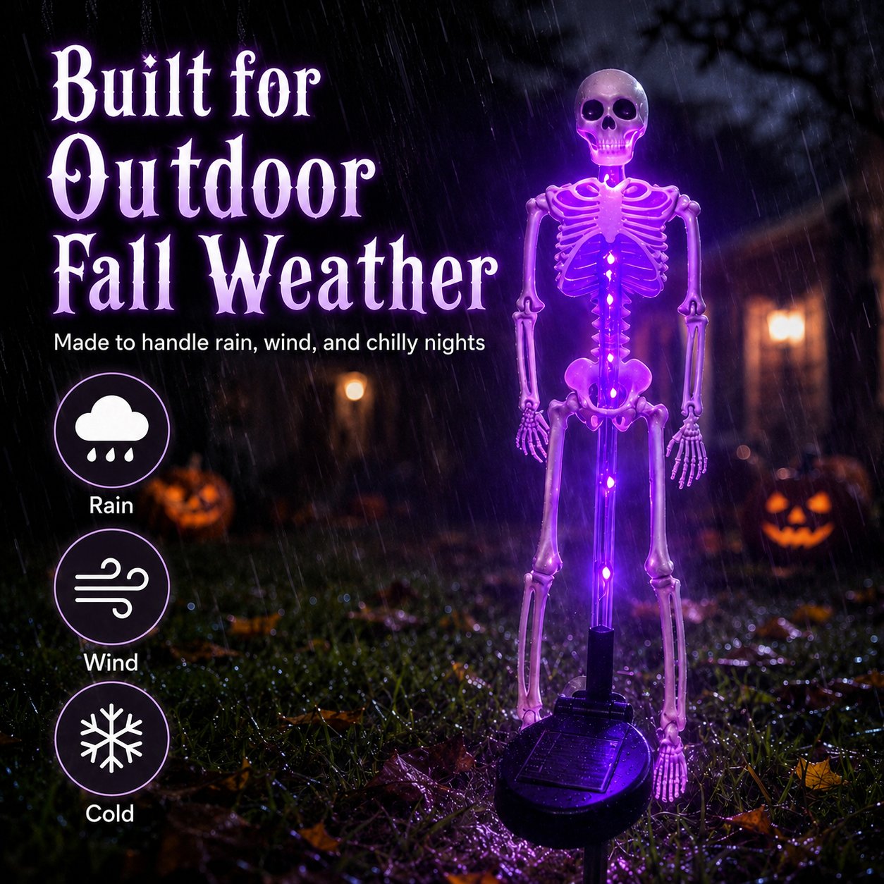 Solar Skull Garden Lights with Eerie Color-Changing Glow 🎃