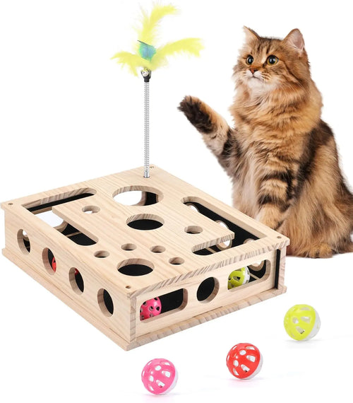 🔥LAST DAY 50% OFF🔥Cat Toys for Indoor Cats - Interactive Box Puzzle Toy Nail File Scratcher Hunting Play Toy
