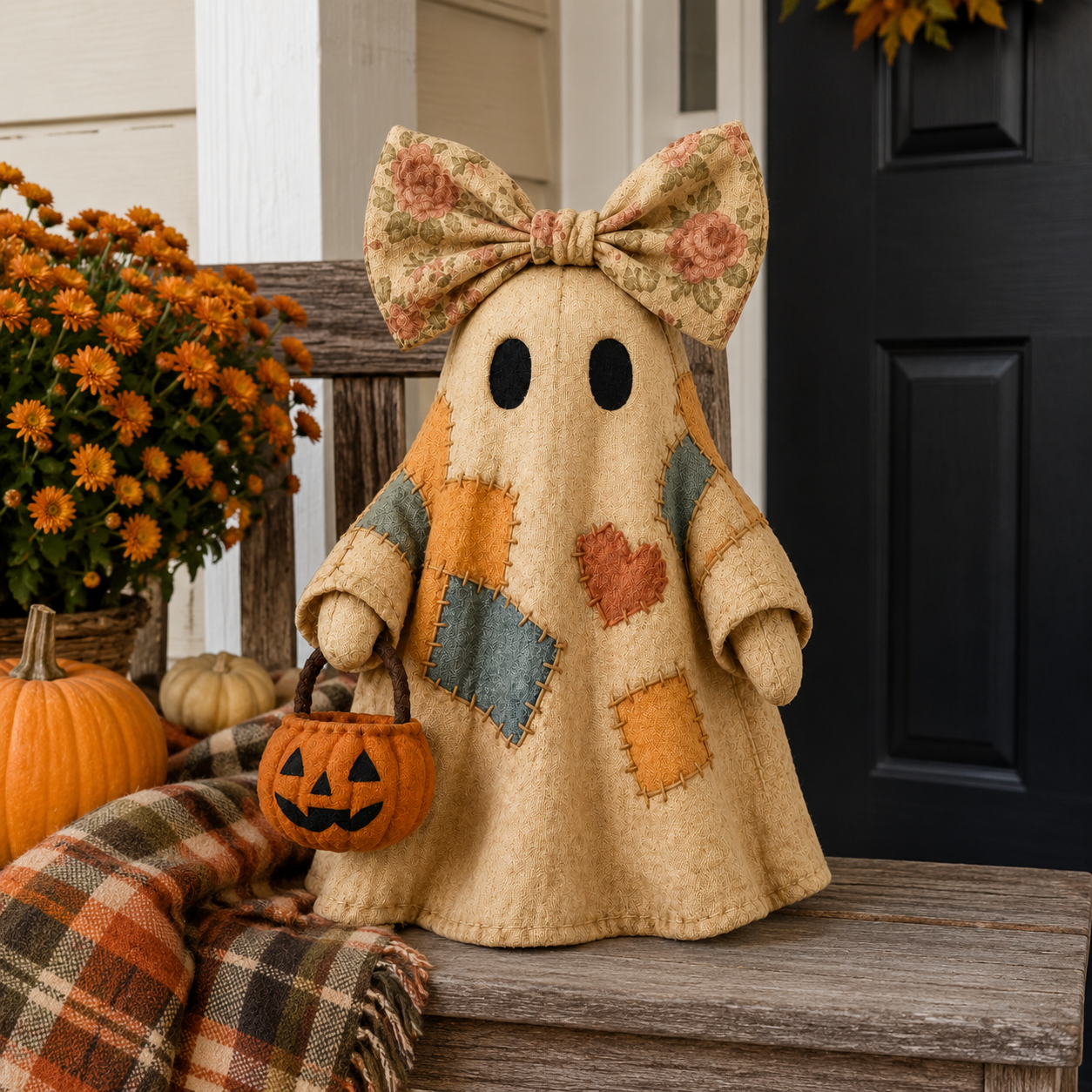 🎃 LIMITED-TIME OFFER🔥 – Vintage Patchwork Glowing Ghost Decor ✨