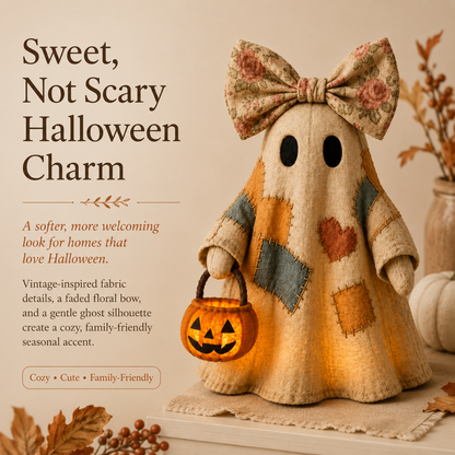 🎃 LIMITED-TIME OFFER🔥 – Vintage Patchwork Glowing Ghost Decor ✨
