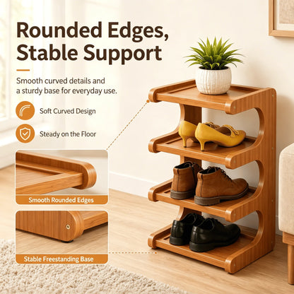 👟🌿 Tall & Narrow Bamboo Shoe Rack