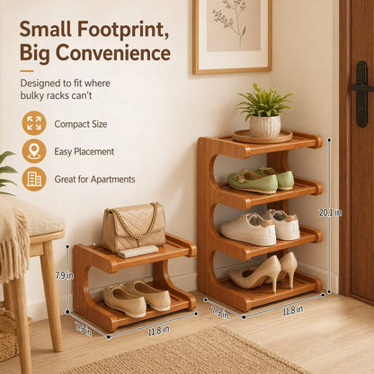 👟🌿 Tall & Narrow Bamboo Shoe Rack