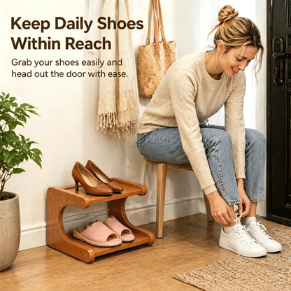 👟🌿 Tall & Narrow Bamboo Shoe Rack