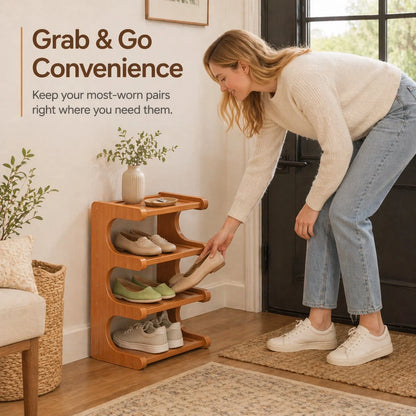 👟🌿 Tall & Narrow Bamboo Shoe Rack