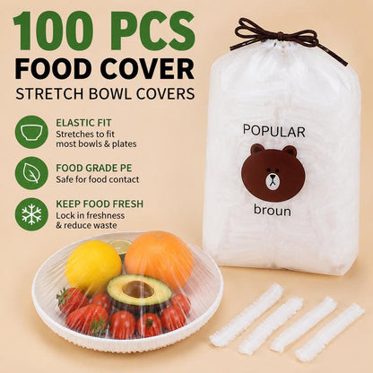 🥗 100PCS Stretch Food Covers – Reusable Bowl & Plate Food Protectors
