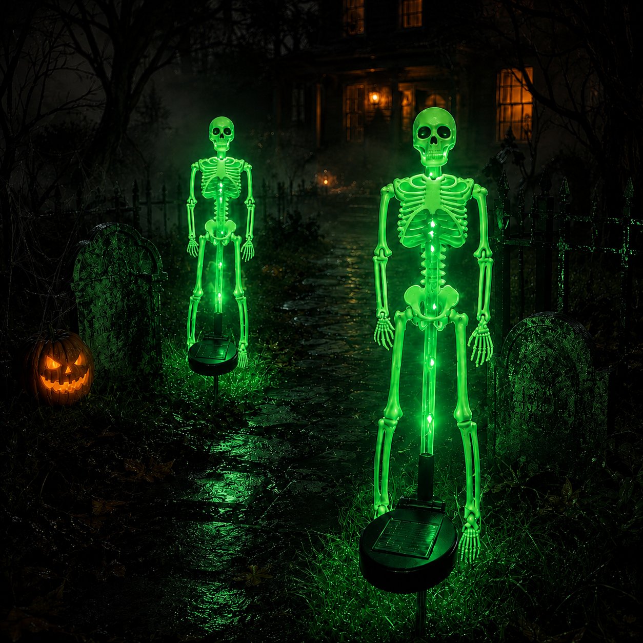 Solar Skull Garden Lights with Eerie Color-Changing Glow 🎃
