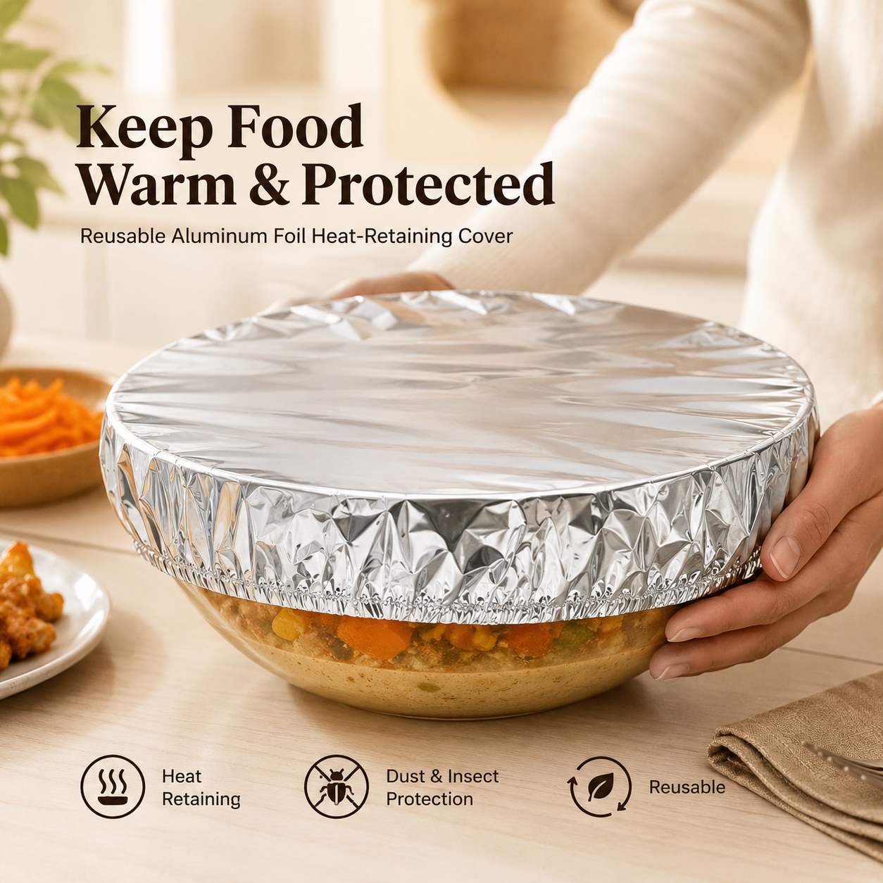 🎁Buy More Get More FREE |NATRAVOR®️ Home dining table & food container aluminum foil heat-retaining cover