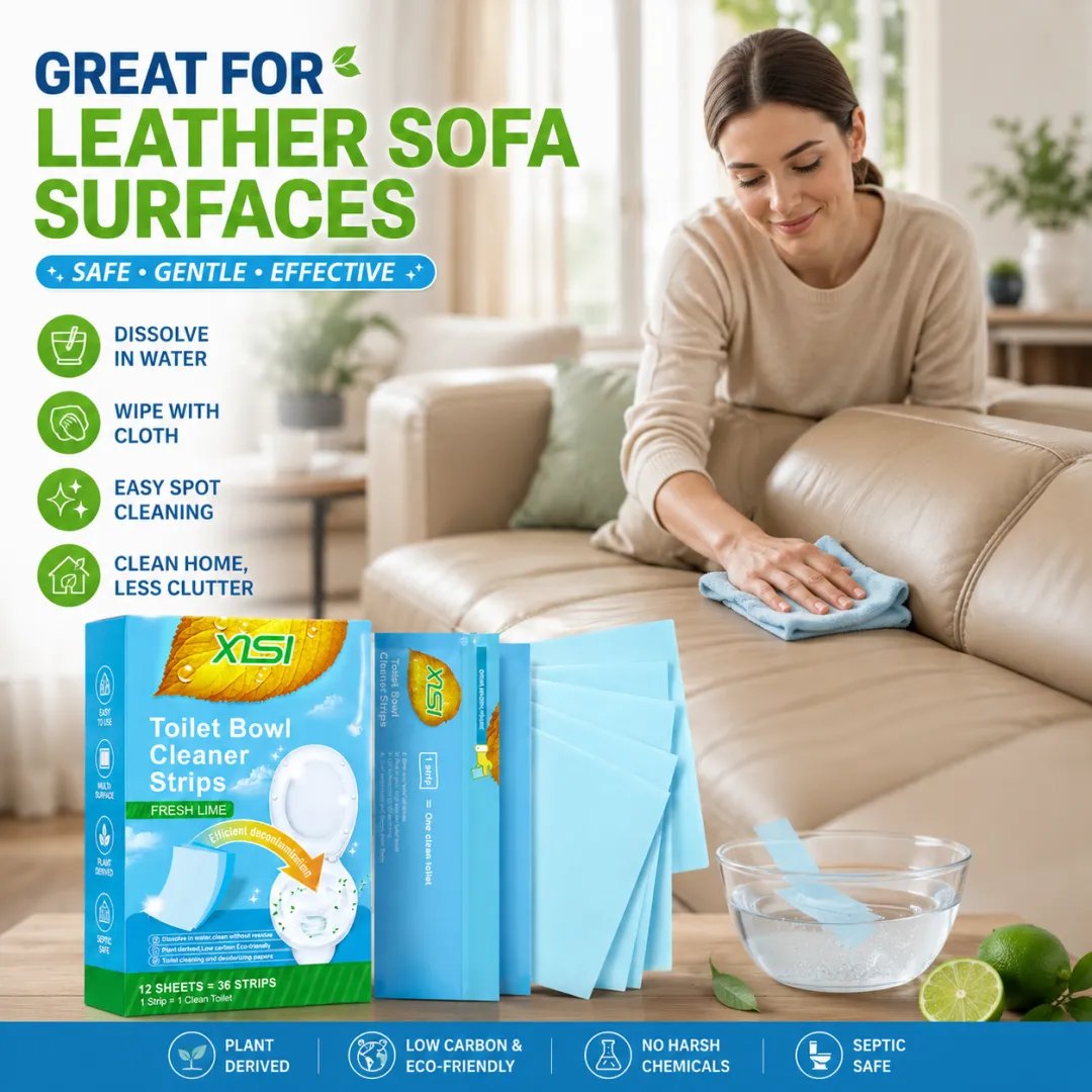 🍃Nature Clean Non-Toxic Cleaner Strips (12 Pcs) – Multi-Surface Fresh Lime Cleaning Sheets for Toilet, Floors, Walls & Leather Surfaces ✨