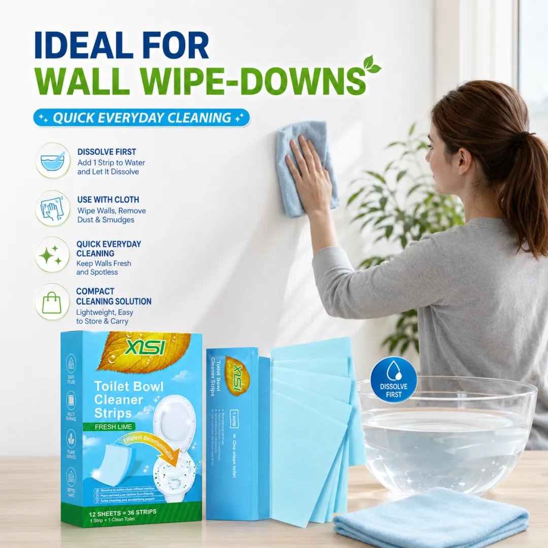 🍃Nature Clean Non-Toxic Cleaner Strips (12 Pcs) – Multi-Surface Fresh Lime Cleaning Sheets for Toilet, Floors, Walls & Leather Surfaces ✨