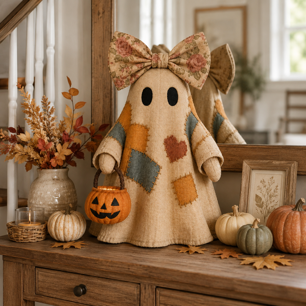 🎃 LIMITED-TIME OFFER🔥 – Vintage Patchwork Glowing Ghost Decor ✨