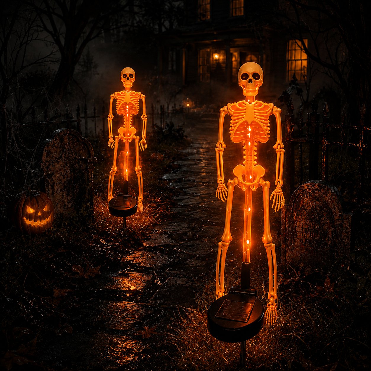 Solar Skull Garden Lights with Eerie Color-Changing Glow 🎃