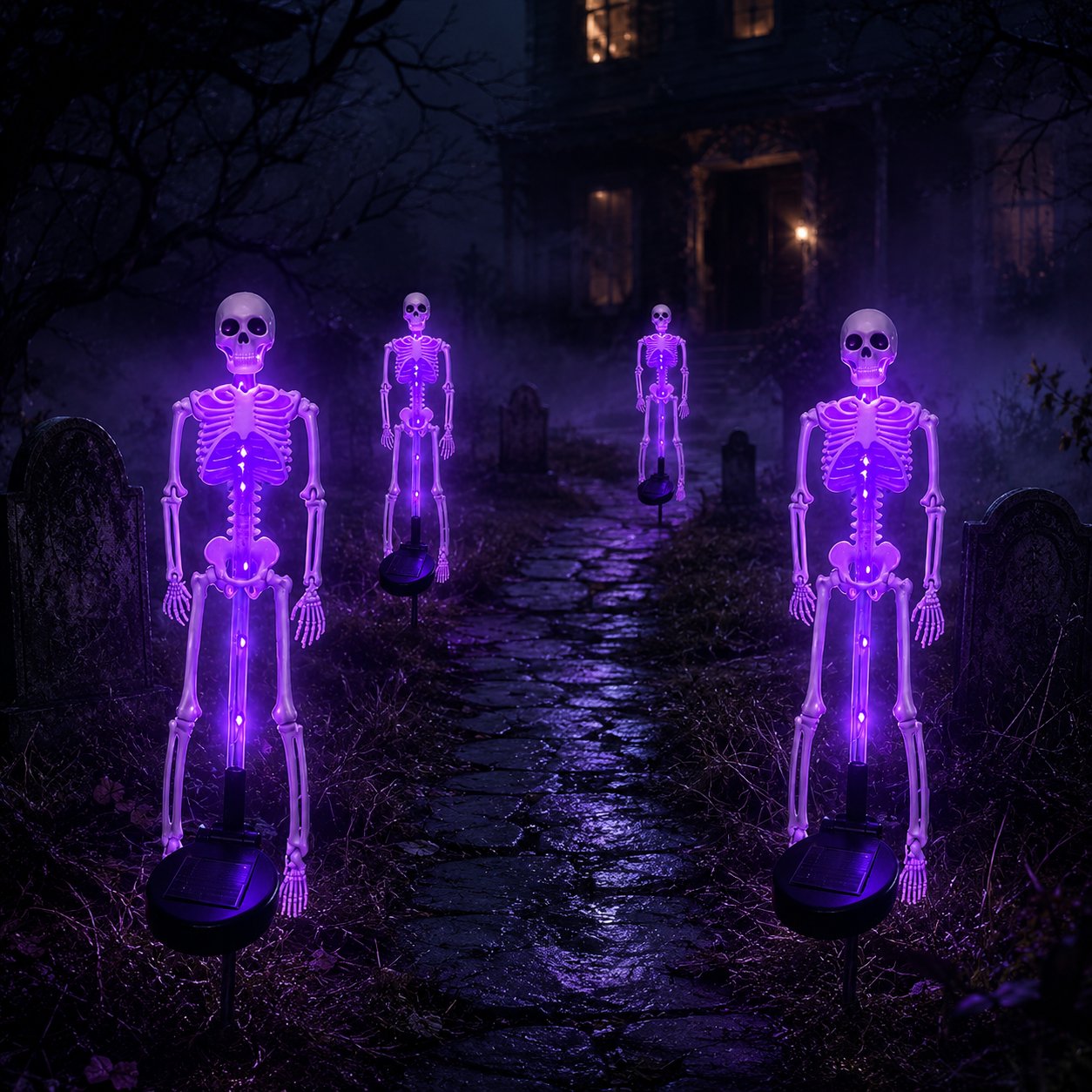 Solar Skull Garden Lights with Eerie Color-Changing Glow 🎃