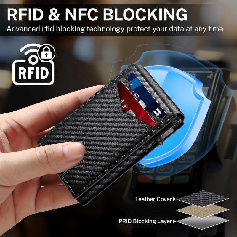 Men’s Foldable Wallet with Bifold Pop - Up ID Window RFID-Blocking Technology Secure Compact Card Holder Gift for Men Valentine's Day Gifts