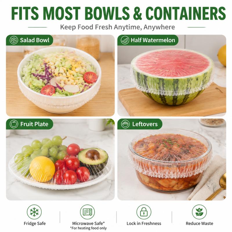 🥗 100PCS Stretch Food Covers – Reusable Bowl & Plate Food Protectors