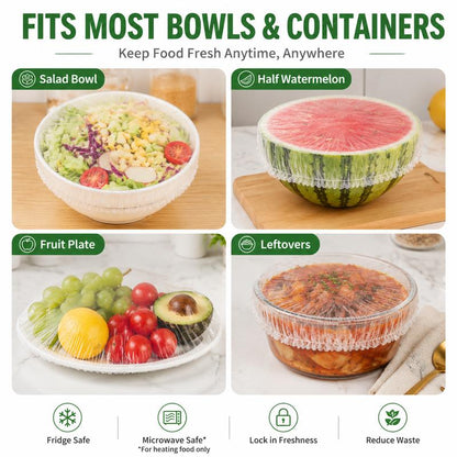 🥗 100PCS Stretch Food Covers – Reusable Bowl & Plate Food Protectors