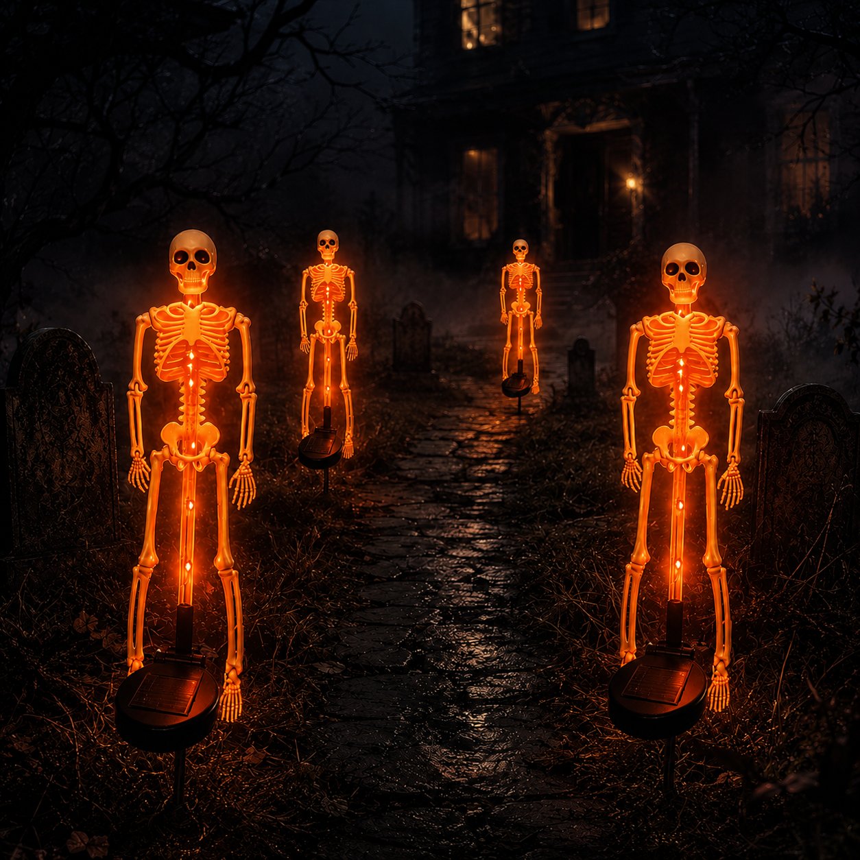 Solar Skull Garden Lights with Eerie Color-Changing Glow 🎃