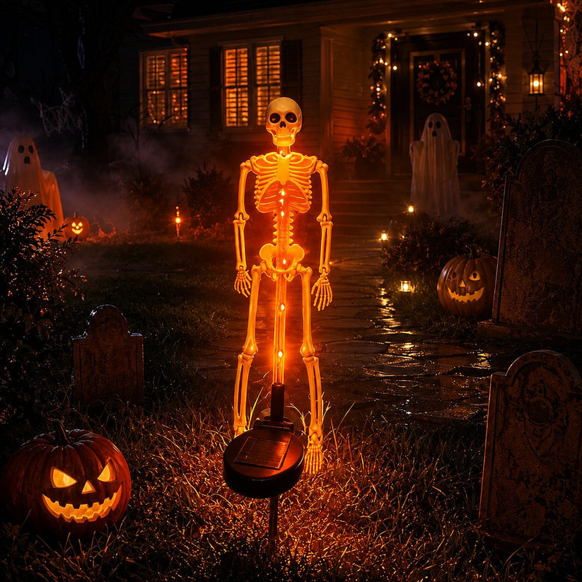 Solar Skull Garden Lights with Eerie Color-Changing Glow 🎃