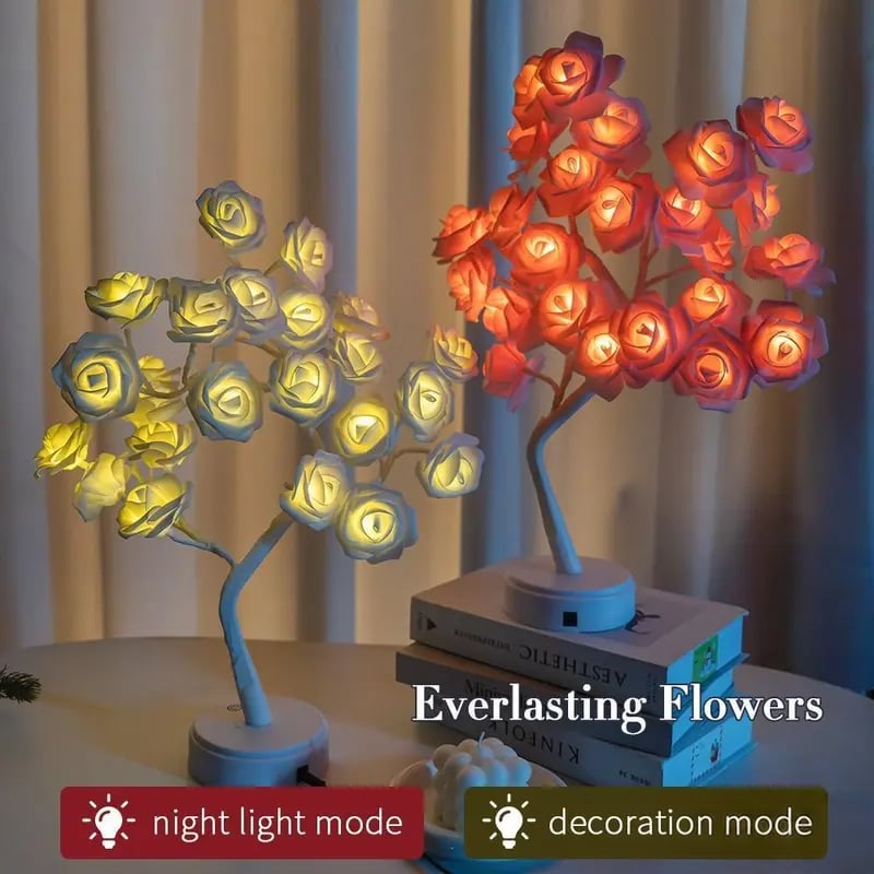 LED Rose Flower Tree Night Light USB/Battery Powered Table Lamp