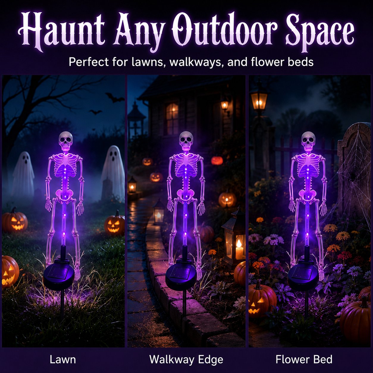 Solar Skull Garden Lights with Eerie Color-Changing Glow 🎃
