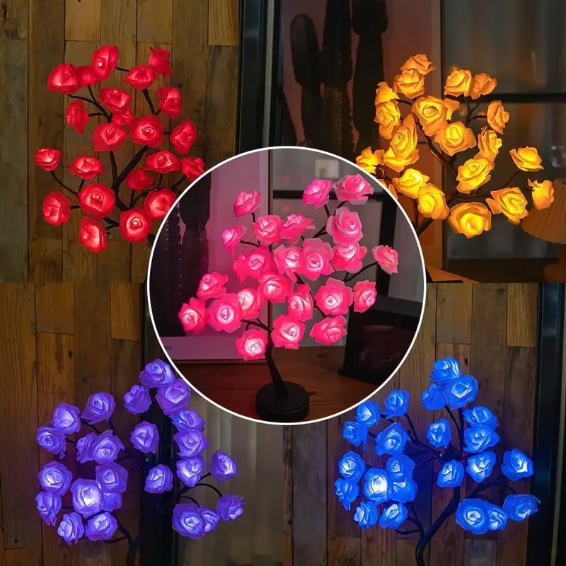 LED Rose Flower Tree Night Light USB/Battery Powered Table Lamp