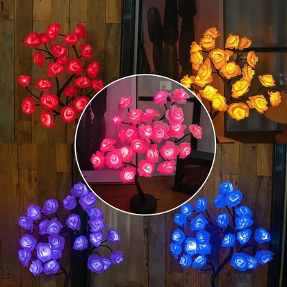 LED Rose Flower Tree Night Light USB/Battery Powered Table Lamp
