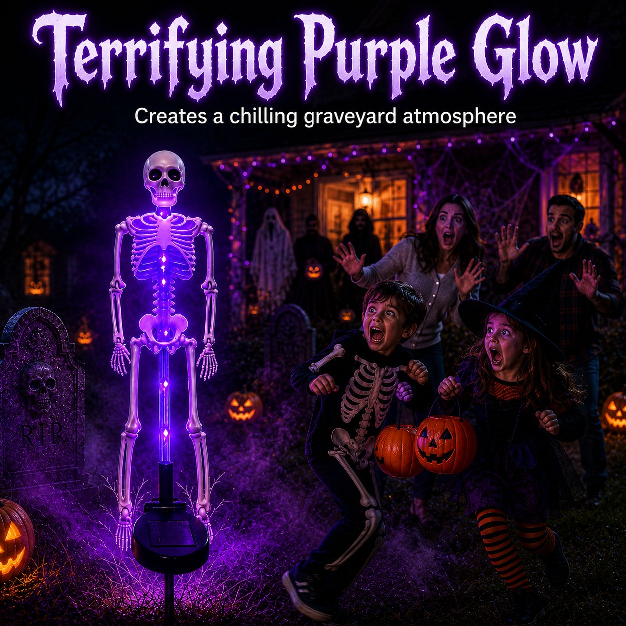 Solar Skull Garden Lights with Eerie Color-Changing Glow 🎃
