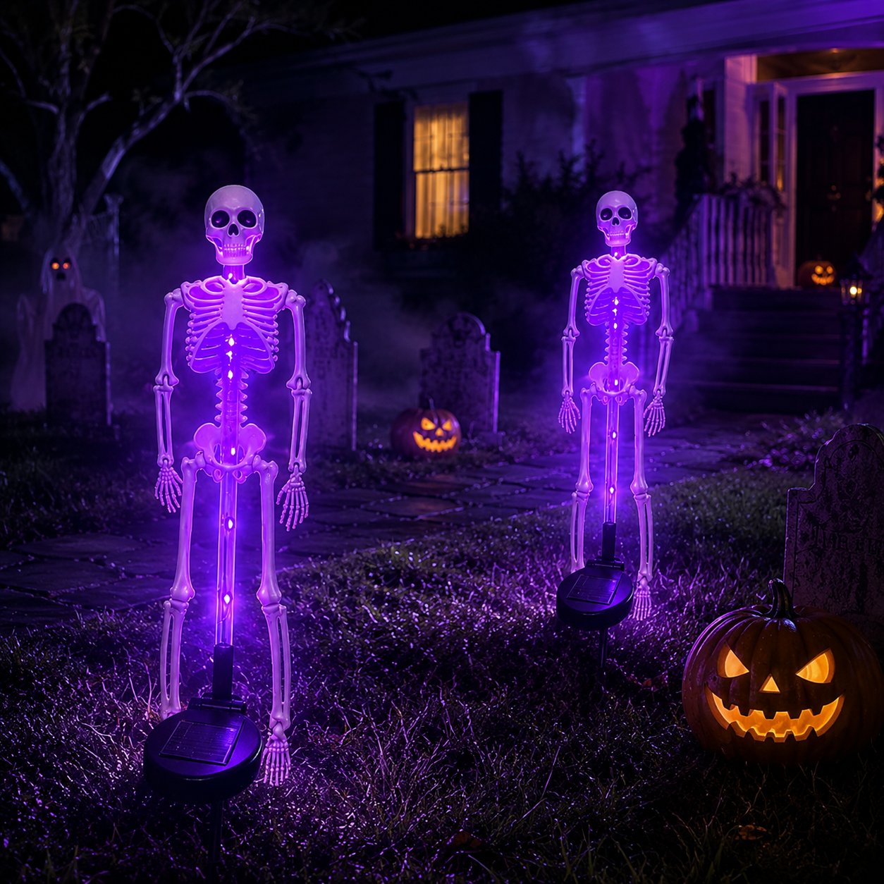 Solar Skull Garden Lights with Eerie Color-Changing Glow 🎃