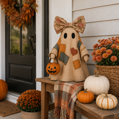 🎃 LIMITED-TIME OFFER🔥 – Vintage Patchwork Glowing Ghost Decor ✨