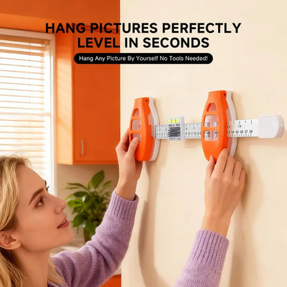Professional Picture Hanging Tool with Level and Ruler - Frame Alignment Kit for Drywall & Wood Walls, Precise Placement Tool