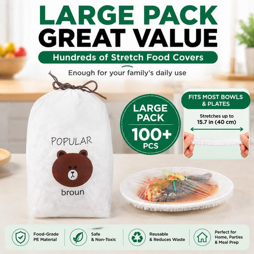 🥗 100PCS Stretch Food Covers – Reusable Bowl & Plate Food Protectors
