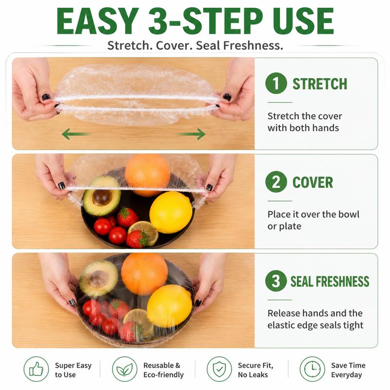 🥗 100PCS Stretch Food Covers – Reusable Bowl & Plate Food Protectors