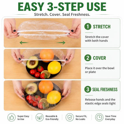 🥗 100PCS Stretch Food Covers – Reusable Bowl & Plate Food Protectors