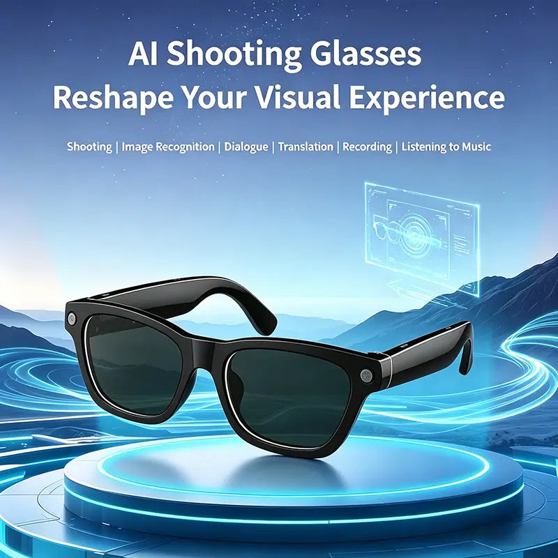 Smart Camera Glasses with Bluetooth Audio, Photochromic Tint Lenses, Hands-Free Photo & Video Capture, Wearable Glasses for Travel, Outdoor Activities, Driving and Daily Use, Compatible with iPhone & Android
