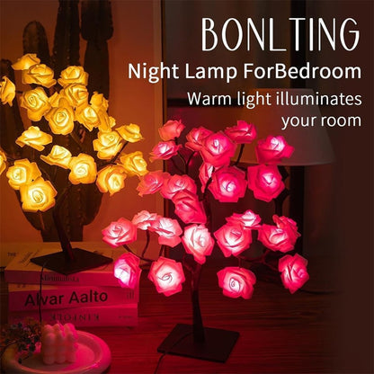 LED Rose Flower Tree Night Light USB/Battery Powered Table Lamp