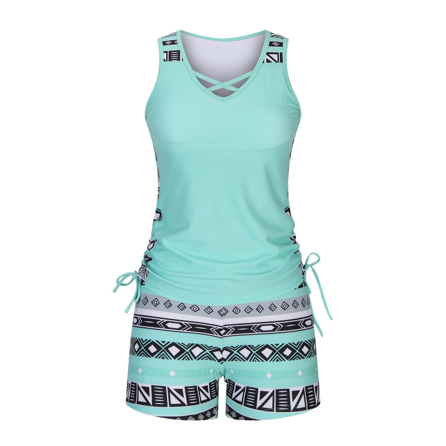 ⏰LAST DAY 60% OFF -Women's Tummy Control Tankini Set with Built-In Bra – Flattering Boho Swimwear with Shorts🔥 Buy 2 Free Shipping