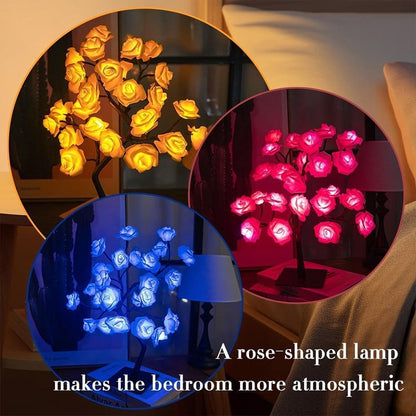 LED Rose Flower Tree Night Light USB/Battery Powered Table Lamp