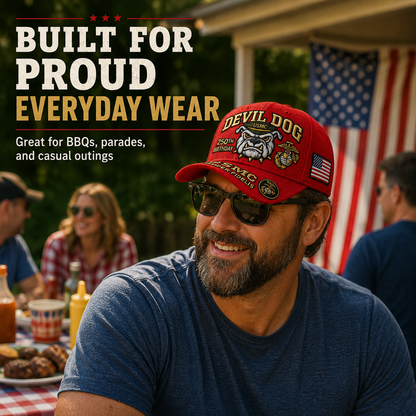 🔥 Father’s Day Sale - ❤️Handmade Devil Dog USMC 250th Birthday Commemorative Cap 🇺🇸