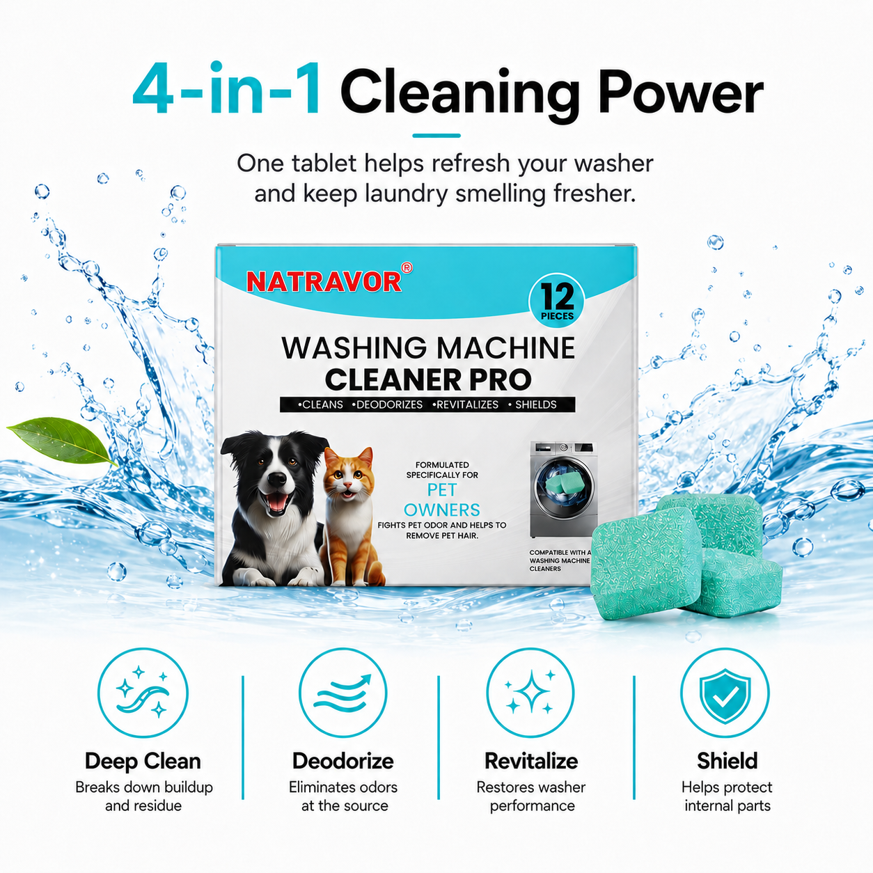 🧼 Washing Machine Cleaning Tablets – Powerful Odor Removal & Deep Washer Care