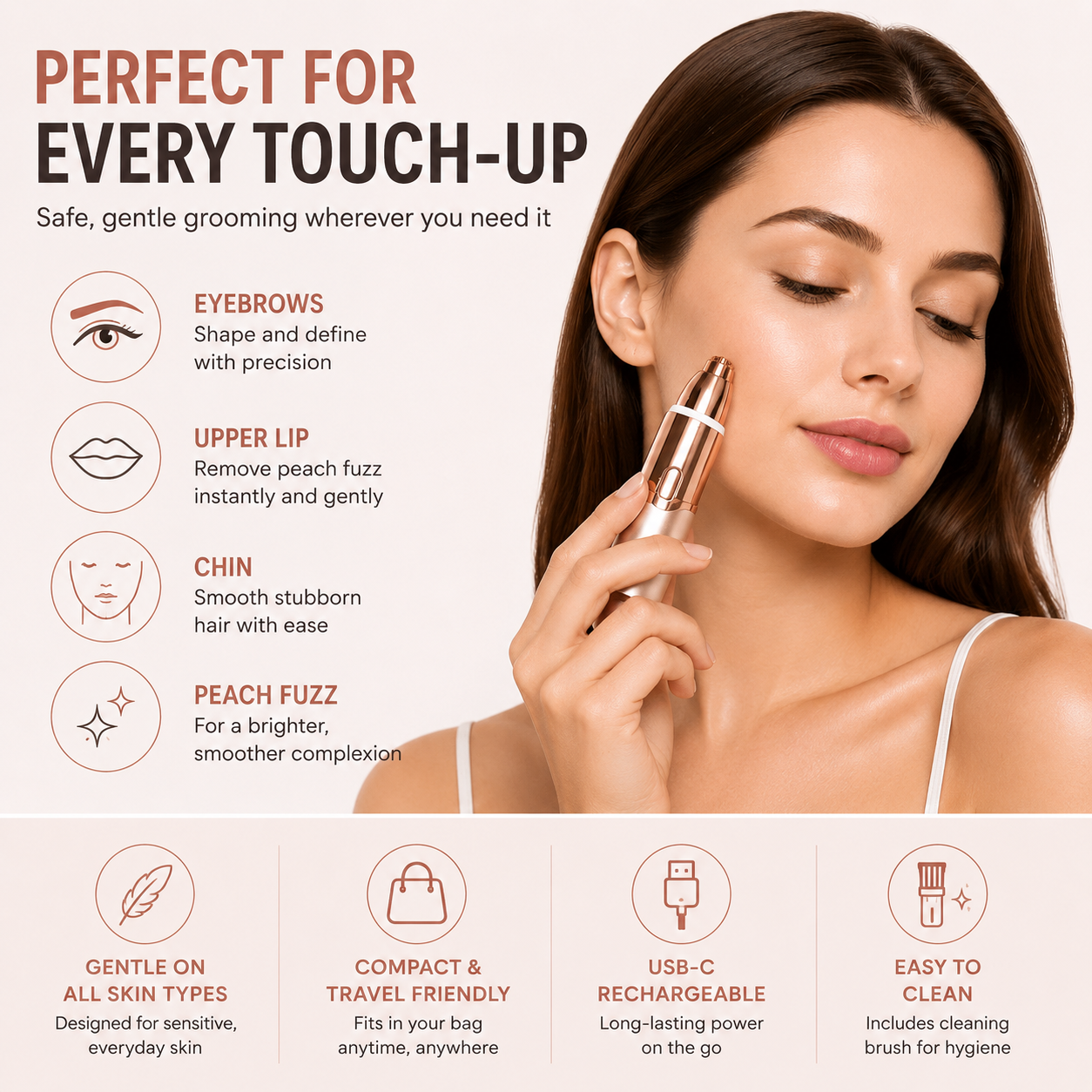✨ NATRAVOR® 2-in-1 Eyebrow & Facial Hair Trimmer – Smooth, Gentle & Precise Hair Removal