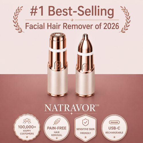 ✨ NATRAVOR® 2-in-1 Eyebrow & Facial Hair Trimmer – Smooth, Gentle & Precise Hair Removal
