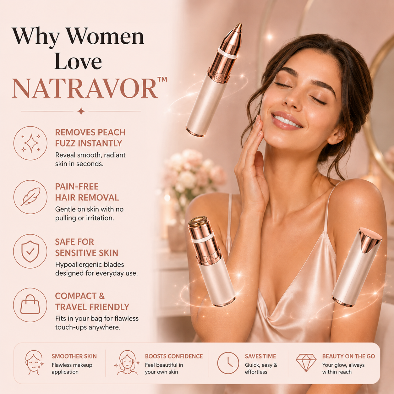 ✨ NATRAVOR® 2-in-1 Eyebrow & Facial Hair Trimmer – Smooth, Gentle & Precise Hair Removal