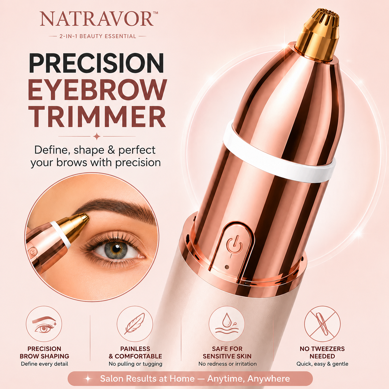 ✨ NATRAVOR® 2-in-1 Eyebrow & Facial Hair Trimmer – Smooth, Gentle & Precise Hair Removal
