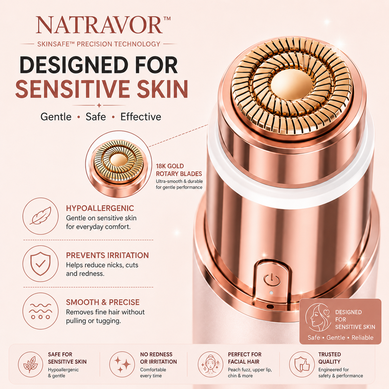 ✨ NATRAVOR® 2-in-1 Eyebrow & Facial Hair Trimmer – Smooth, Gentle & Precise Hair Removal