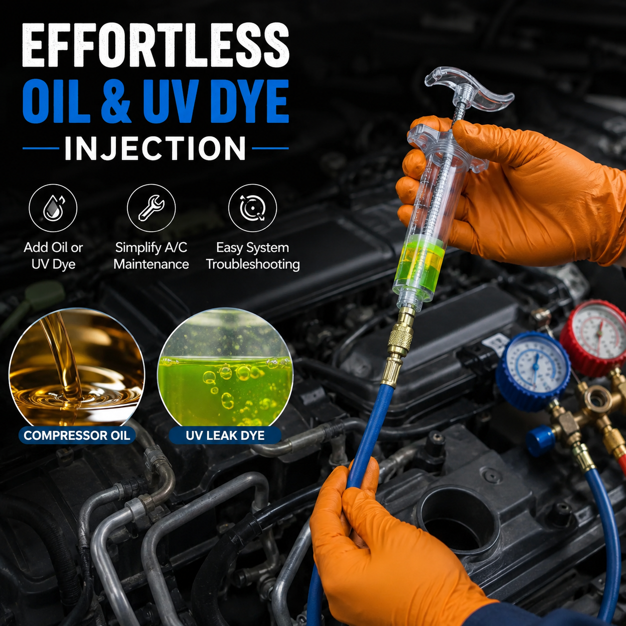 🔧 AC Oil & Dye Injector Kit – Precision Automotive AC Maintenance Tool