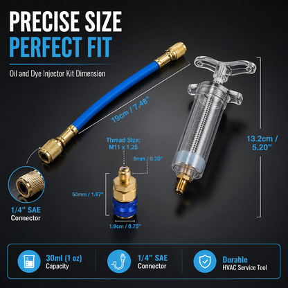 🔧 AC Oil & Dye Injector Kit – Precision Automotive AC Maintenance Tool